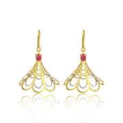 Side View of Gold Plated Hollow Bell Earrings with Fish Hook Closure