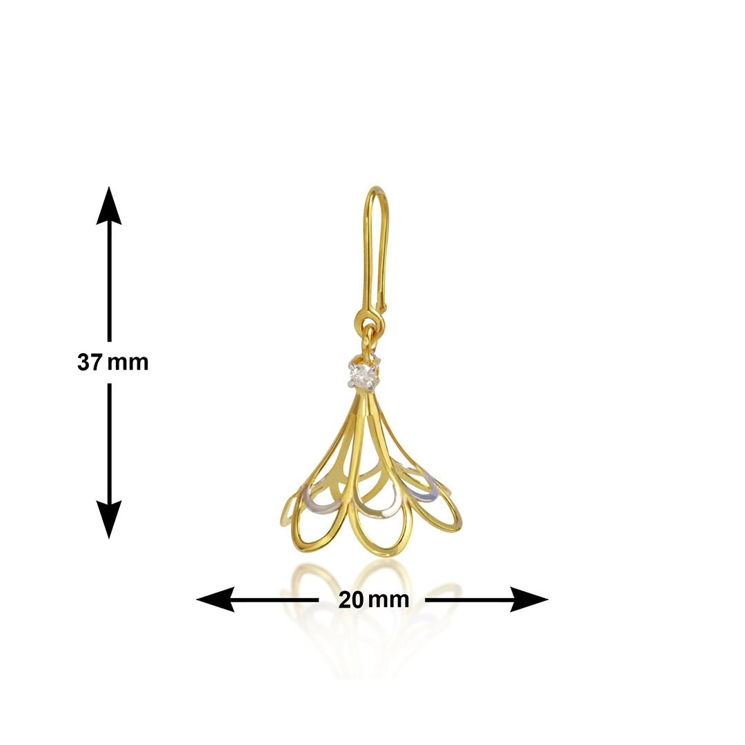 Gold Plated Hollow Bell Drop Earrings Dimensions - 37mm Length