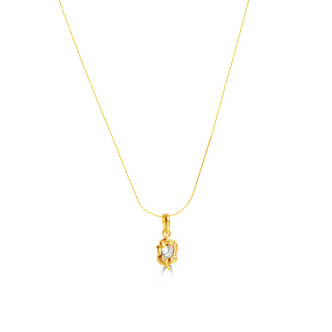 Dual Tone Gold Plated Lord Ganesha Pendant with Chain - Religious Jewellery