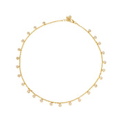 Gold Plated Dainty Choker Necklace with Hanging Pear Shaped Opal Stones