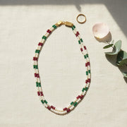 Multicolor Beaded Pearl Necklace for Women – Elegant Minimal Layered Jewellery