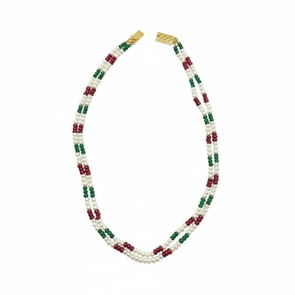 Multicolor Beaded Pearl Necklace for Women – Elegant Minimal Layered Jewellery