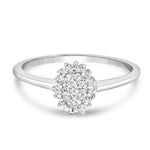 Load image into Gallery viewer, Close up of Snowflake Design American Diamond Ring with Rhodium Polish