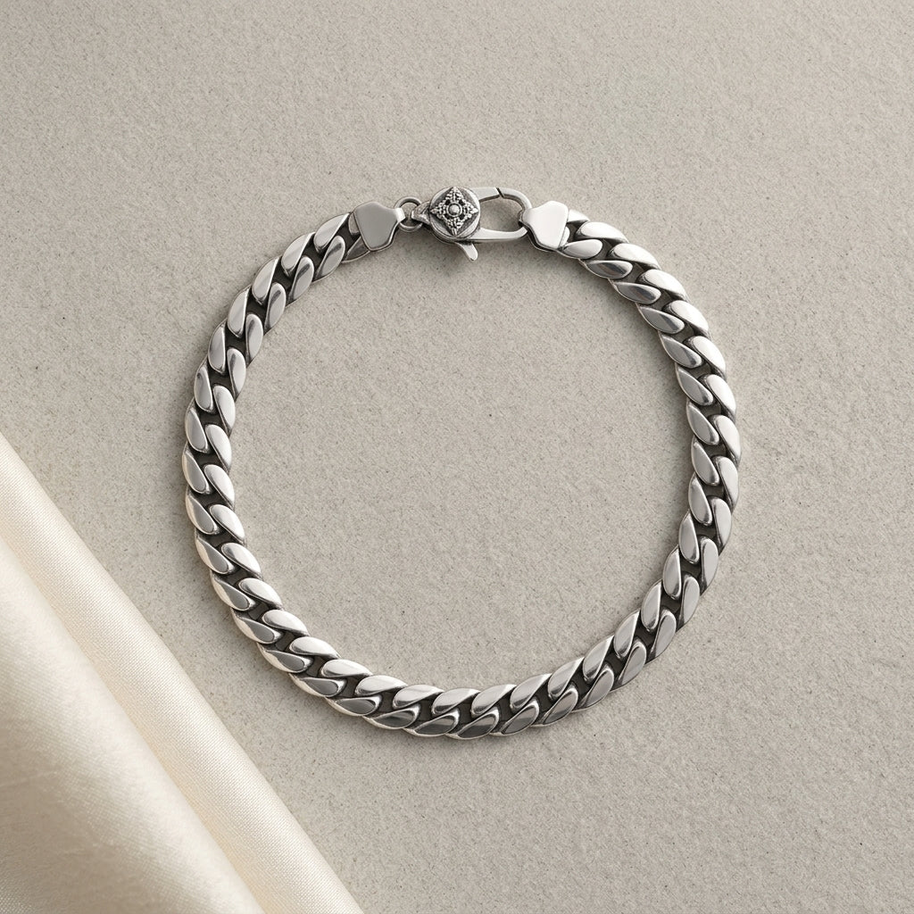 925 Sterling Silver Cuban Link Bracelet for Men