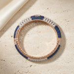 Load image into Gallery viewer, Blue Sapphire &amp; Diamond Gold Bangle Bracelet for Women – Luxury Statement Jewellery