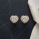 Load image into Gallery viewer, 9KT Gold Heart Diamond Stud Earrings for Women