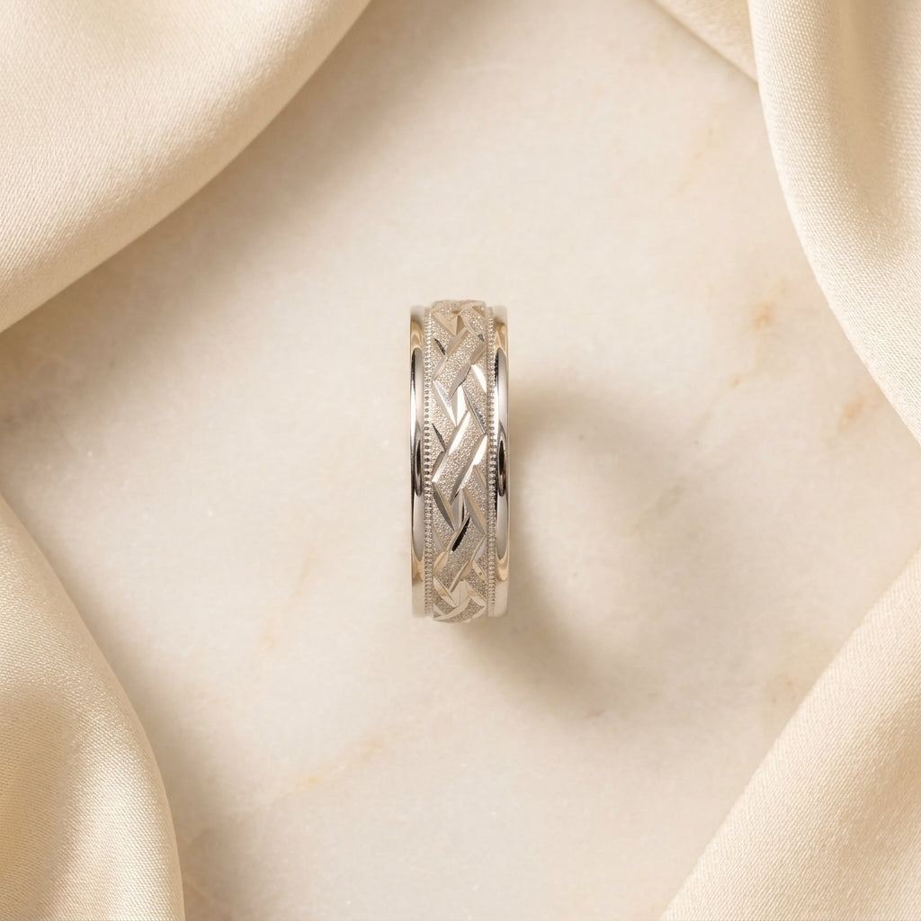 925 Sterling Silver Chevron Pattern Men's Ring