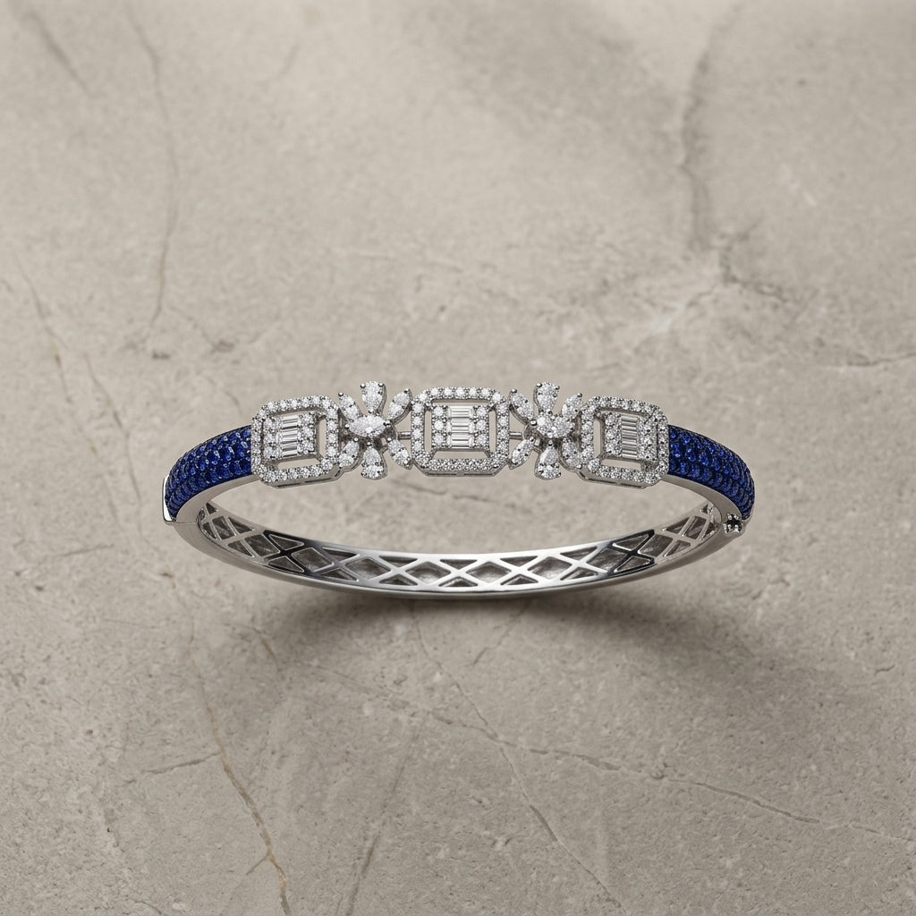 Blue Sapphire & Diamond Designer Gold Bracelet for Women