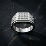 Silver Men's Diamond Signet Ring