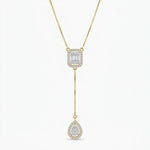 Load image into Gallery viewer, Emerald Cut &amp; Pear Drop Lab Grown Diamond Y Necklace in Gold