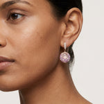 Load image into Gallery viewer, Pink Sapphire &amp; Rose Quartz Diamond Gold Drop Earrings for Women
