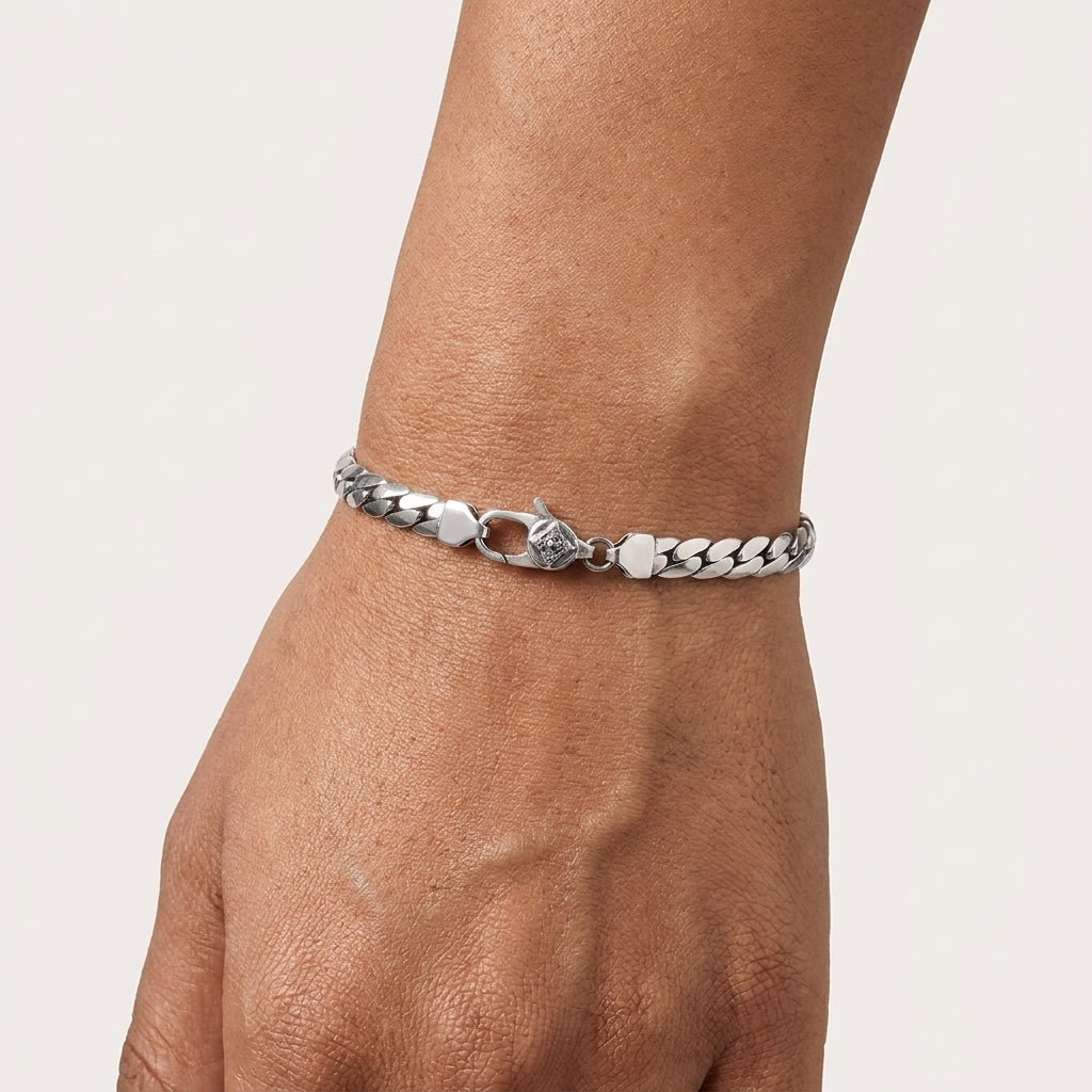 925 Sterling Silver Cuban Link Bracelet for Men