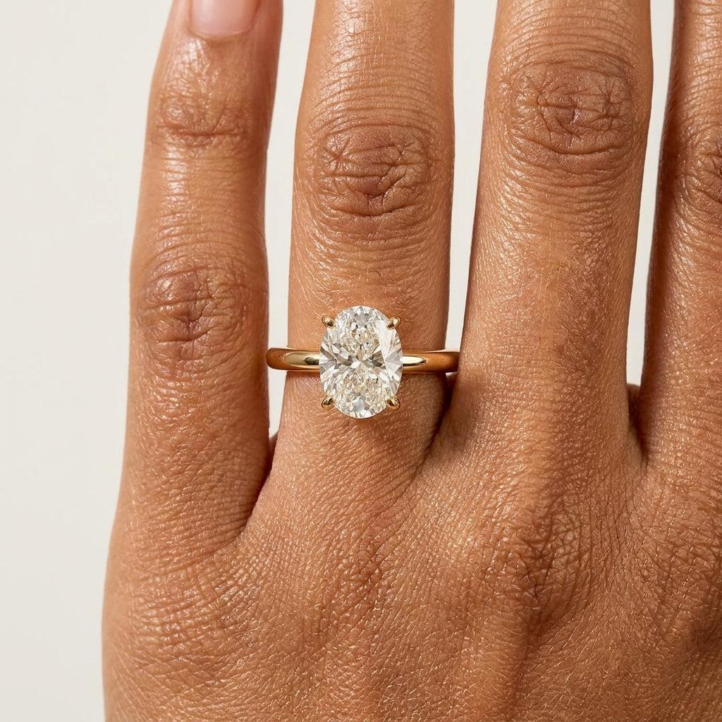 9KT Gold Oval Solitaire Engagement Ring for Women