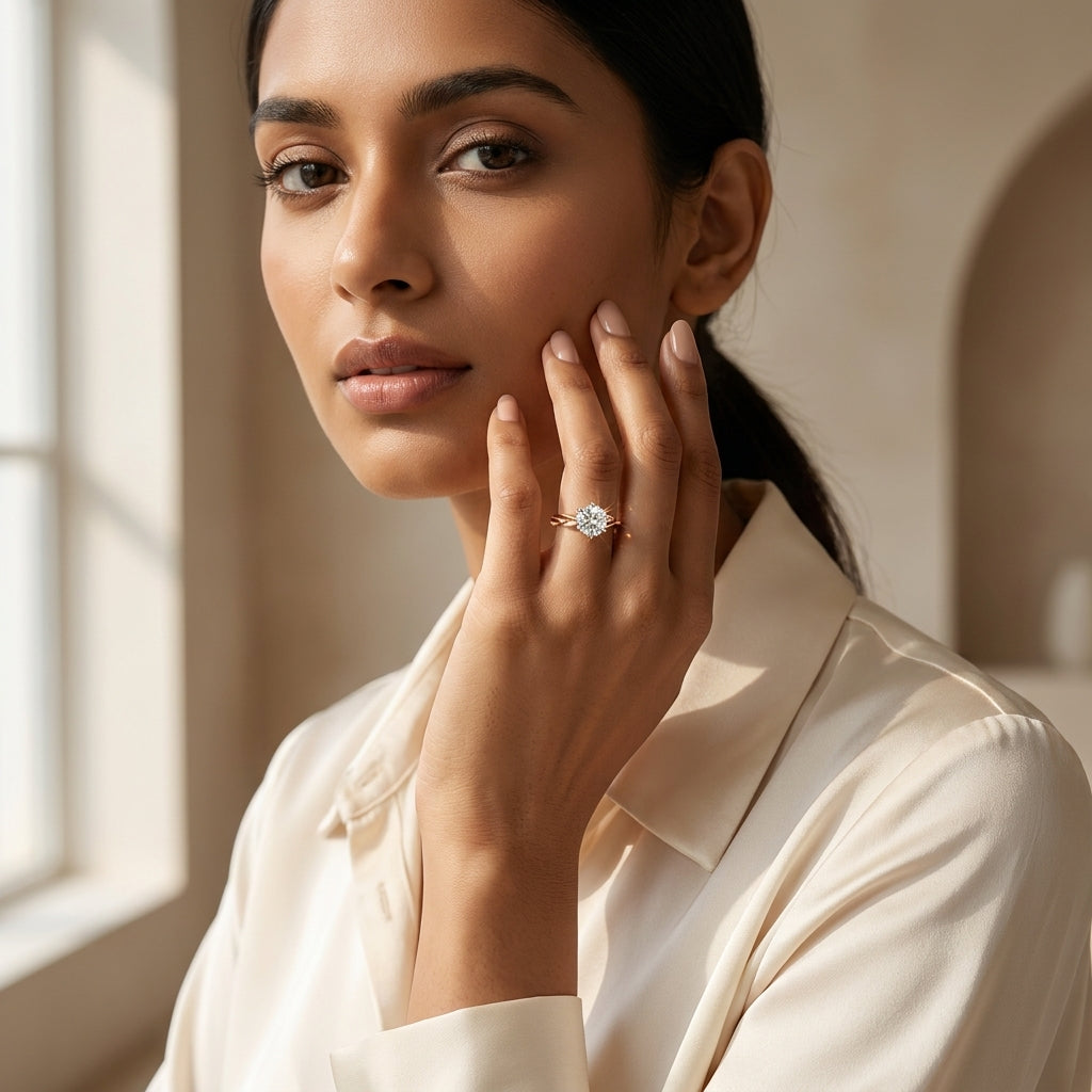 Lab Grown Diamond Floral Gold Engagement Ring for Women
