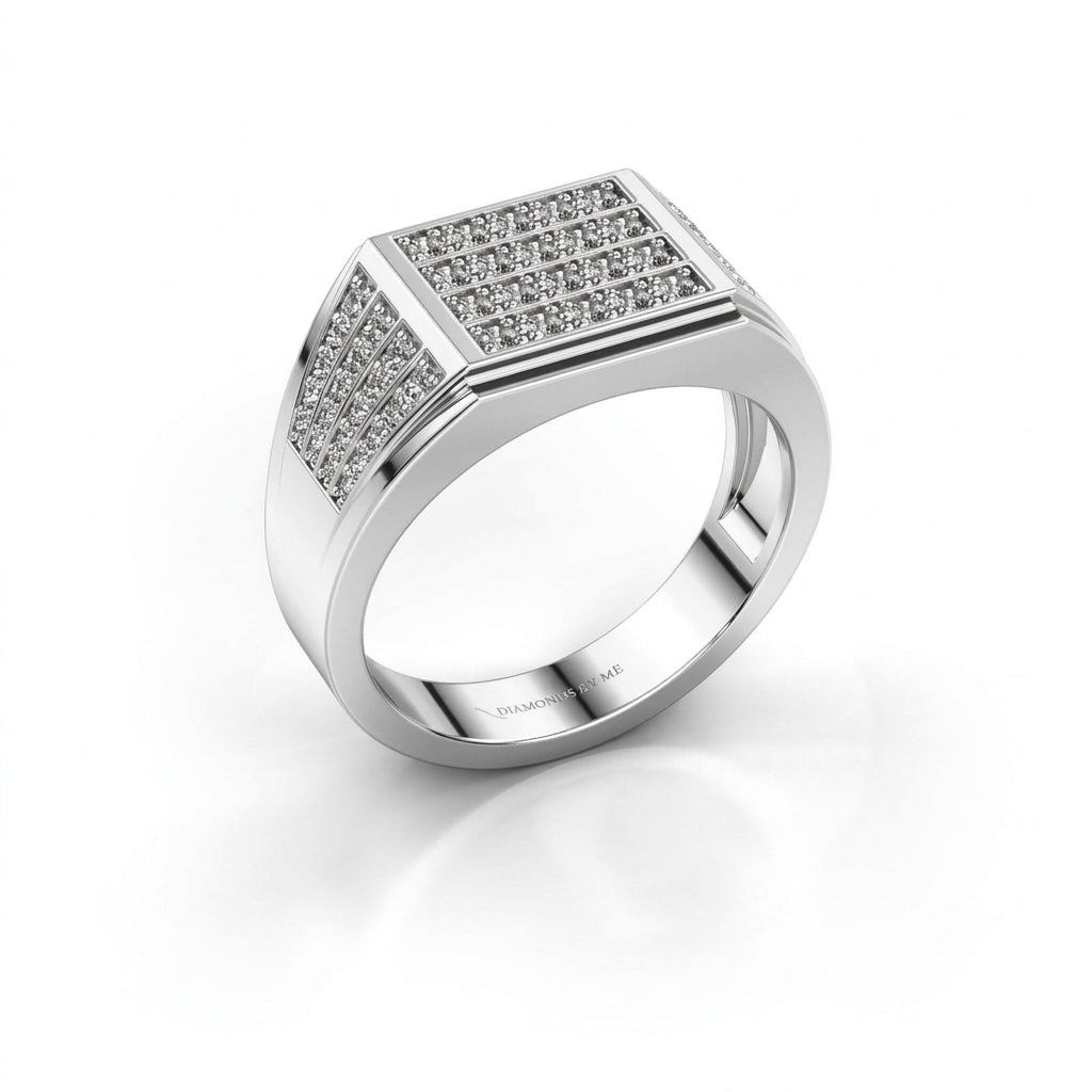 Silver Men's Diamond Signet Ring