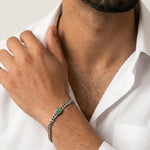 Load image into Gallery viewer, 925 Sterling Silver Cuban Link Bracelet with Green Opal Stone for Men
