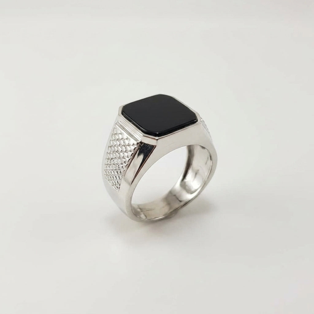Black Onyx Silver Men's Signet Ring