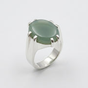 Green Jade Silver Men's Statement Ring