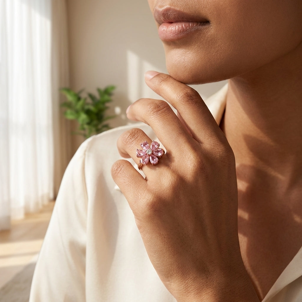 Gold Lab Grown Diamond Floral Ring for Women