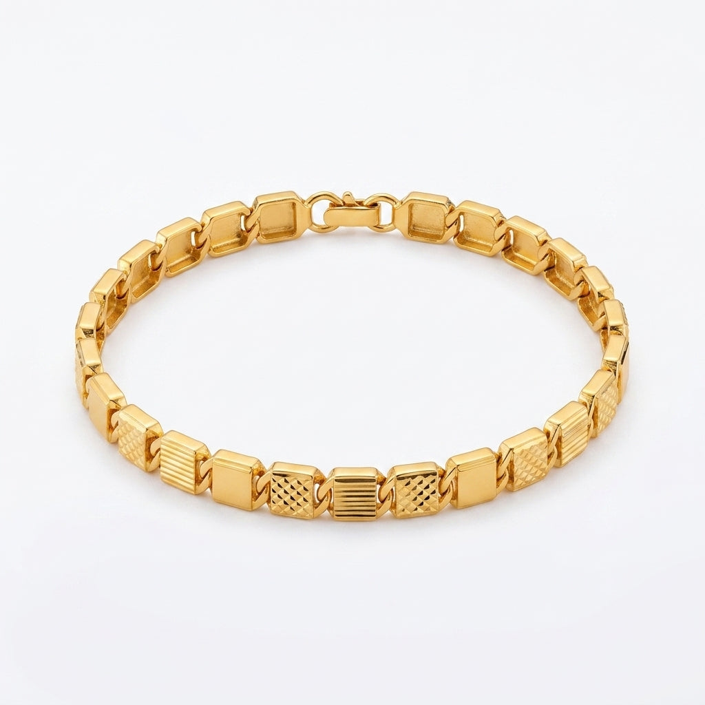 Gold Geometric Link Bracelet for Men