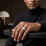 Load image into Gallery viewer, Silver Men's Diamond Signet Ring