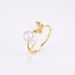 Load image into Gallery viewer, 9KT Gold Pearl Flower Open Ring for Women