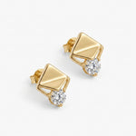 Load image into Gallery viewer, 9KT Gold Geometric Diamond Stud Earrings for Women