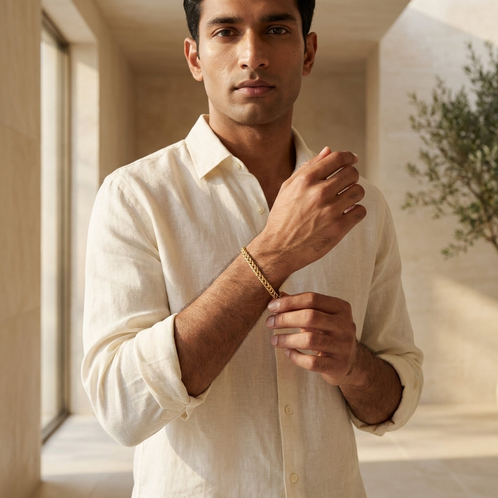 Gold Wheat Chain Bracelet for Men