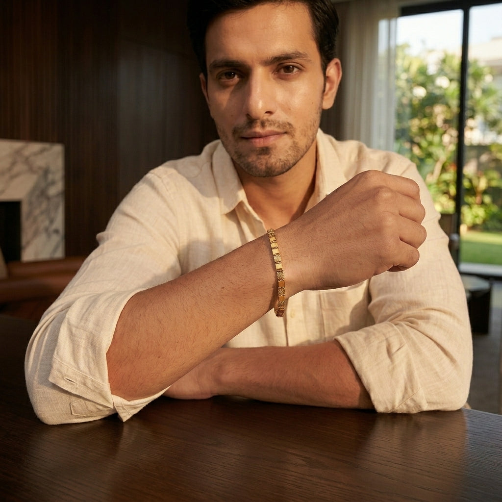 Gold Geometric Link Bracelet for Men
