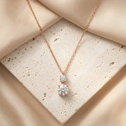 Dual Solitaire Lab Grown Diamond Pendant Necklace in Rose Gold