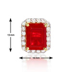 Load image into Gallery viewer, Gold Plated Ruby Stone Stud Earrings Dimensions and Size Chart - 13mm Height