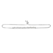 925 Silver Plated Diamond Line Bracelet with Adjustable Chain - Full View
