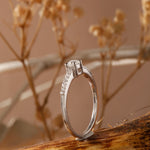 Load image into Gallery viewer, 925 Sterling Silver Solitaire Ring with Pave Diamond Band - Classic Engagement Design