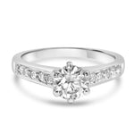 Load image into Gallery viewer, Side View of Silver Solitaire Wedding Ring with High Quality CZ Stones
