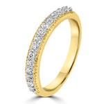 Load image into Gallery viewer, Stackable Gold Ring with Cubic Zirconia and Vintage Milgrain Detail - Side View