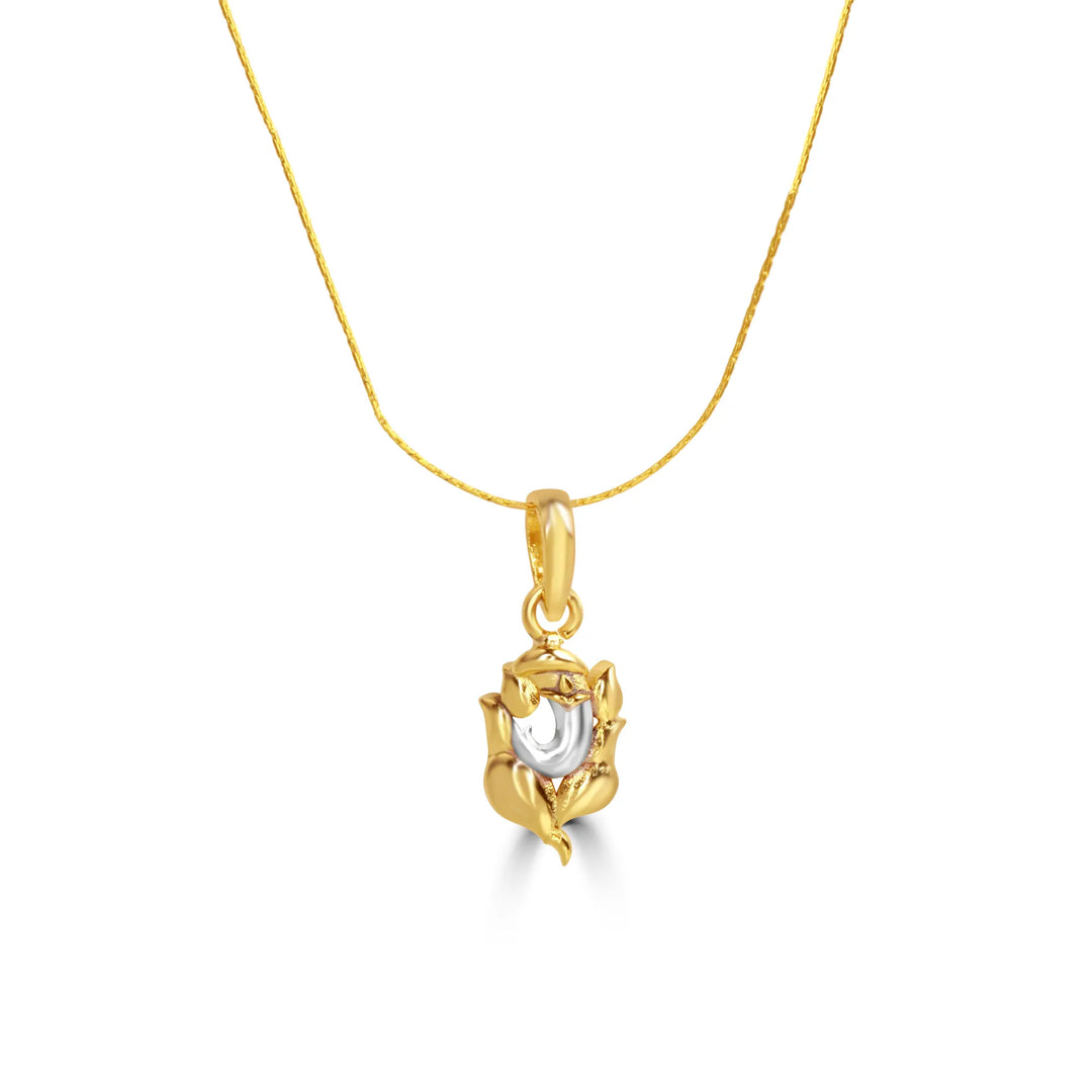 Stylish Gold Plated Ganpati Locket on Model - Daily Wear Spiritual Jewellery