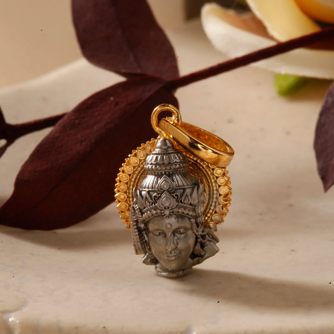 Stylish Lord Murugan Pendant on Model with Gold Chain - Spiritual Gift