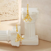 Two Tone Gold Plated Wireframe Bell Earrings with American Diamond Solitaire