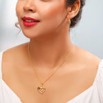 Load image into Gallery viewer, Gold and Silver Plated Double Heart Pendant Set with Matching Earrings - Daily Wear