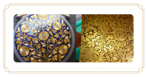 Details of the floral pattern being engraved